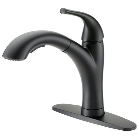 BOSTON HARBOR PullOut Kitchen Faucet, 18 gpm, 1Faucet Handle, 1, 3Faucet Hole, MetalPlastic, Matte Black TOBI21040011BL